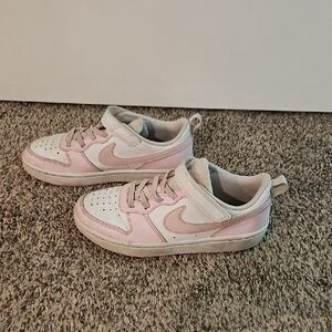 Nike Kids Sneakers in Pink and White- Slip On With Velcro Straps
